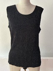 Vintage Honors Top Women’s Size Large Black Studded Sparkle Top Raised Sheer Top