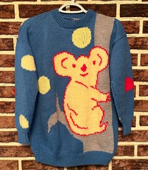 Vtg 80s KOALA BEAR Wool Knit SWEATER Womens Medium PRINCESS DIANA Hand Made NOS!