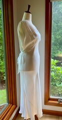1930s Bridal Nightgown | Embroidered Bias Cut Boudoir Gown | Ivory 30DI