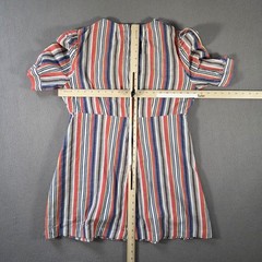 Vintage Mini Dress Womens Medium Striped Short Sleeve Belted Summer 70s 80s