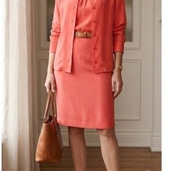Vintage Talbots 100% Silk Midi Skirt with Pockets Coral Pink 10