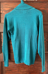80’s PATTY WOODARD Turtle Cowel Neck Sweater Turquoise Blue Wool Blend Size M