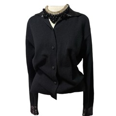 collectible vintage 80s Black beaded Calvin Klein classics Button Down Cardigan