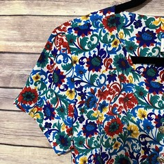 Vintage Serbin 70’s 80’s Floral Dress Gold Buttons Size 6P