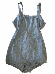 50s Sea Nymph Glamour Suit Blue Gingham Swimsuit 1-Piece Zip 10/32 Vintage