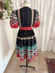 Vtg 70s Victor Costa Ltd. Cotton Tribal Seminole Print Dress Puff Sleeve sz 4-8