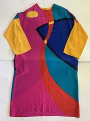 Styled by Mister C Vintage 1980’s Silk Dress Color Block Statement Piece Sz 22