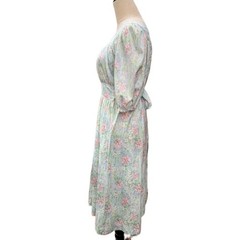 Vintage Toni Todd Floral Midi Dress | Cottagecore Feminine Pastel Puff Sleeve