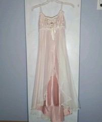 Vintage Loralie Pink Lace Chiffon Layered Slip Dress Fairycore Romantic Sz 4