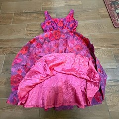 Vintage 1950s Red Pink Floral Fit & Flare Cocktail Dress S Retro Pinup Romanric