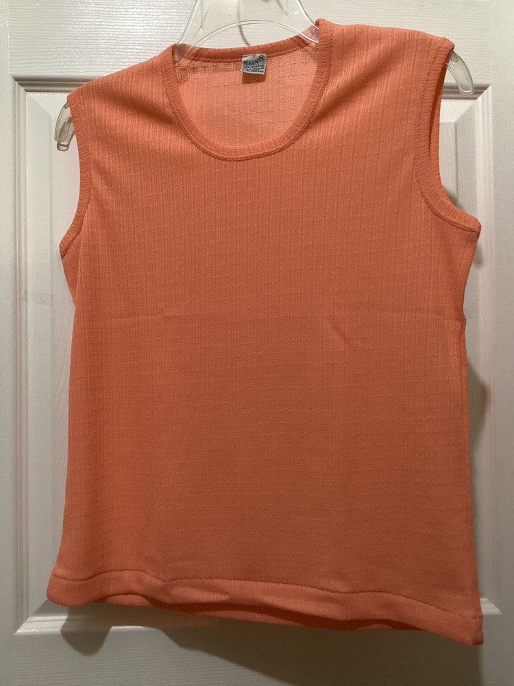 Vintage 60s 70s Sleeveless Orange Sherbert Mod Blouse Vintage K Mart Miss K ~M