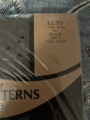 VTG The Legwork Sheer Fashion HOSIERY Patterns Size 3 BLACK UNIT 441 POS 25999