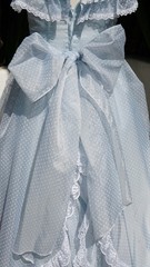 Vtg 80s Gunne Sax Blue Polka Dot Prom Princess Off Shoulder Dress Gown Xs