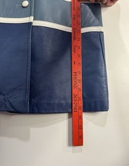 Vintage Leather Dress 70s 80s Blue Stripe Steampunk Retro Workwear Grannycore
