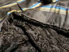 Vintage 1940s 50s Swakara Broadtail Karakul Astrakhan Fur Coat Silk Lined