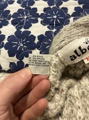 Vintage Light Grey/White Puff Sleeve Sweater By Albee