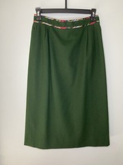 Rare Austria Vintage Wool Viscose Pencil Skirt Green Sz 38 Tailored Classic
