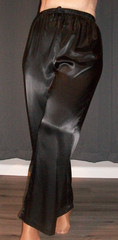 Vtg Black Shiny Satin Lounge Pajama Pants M