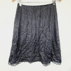 Vtg Womens Deena Black Skirt Slip Undergarment Size L Lace