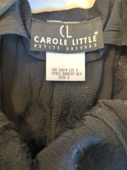 Vtg Carole Little Black Dress 6P Art Deco Coset Back Gold Turq Embroidery Boho