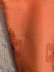 Vintage 1970’s Alfred Shaheen Peachy Pink / Orange Puff Sleeve Maxi Dress