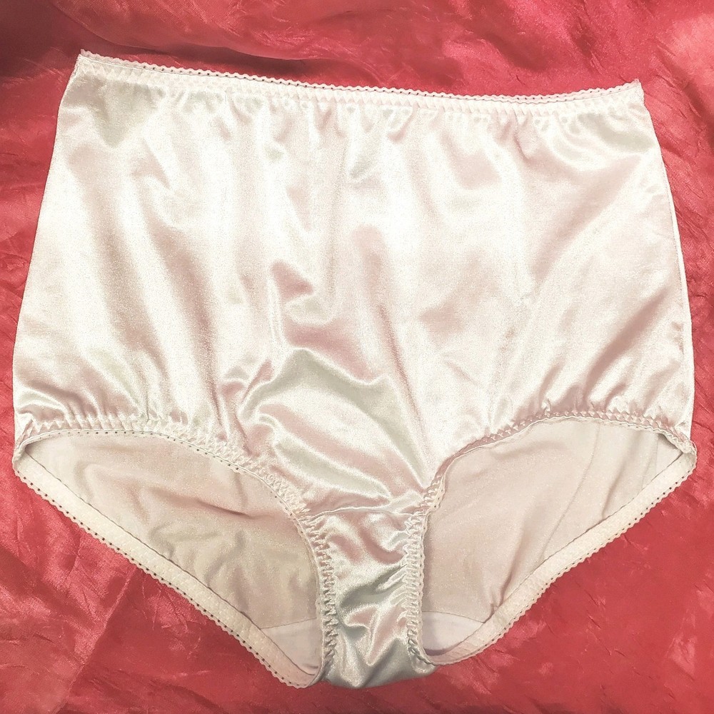 Vtg Panties Shiny Silky Smooth Nylon Gusset Size 9 2XL Sissy Sexy Granny Panty
