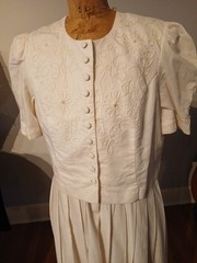 1992 Kathie Lee-Plaza South White 1 Piece ‘Jacket’ Dress SZ-16W Padded Shoulders