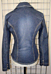 Vintage Jean Jacket Frankie B Size S/M 00s Blue Denim Fitted Blazer Made USA