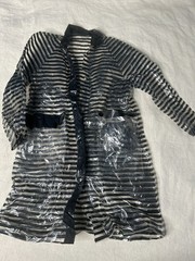 Vintage 1960s Vinyl Rain Trench Coat Transparent Striped Made In Japan RARE GR