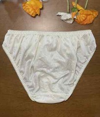 Pale Green Polyester Nylon Silky Panty Vtg Sheer Hi Cut White Lace Briefs Sz.6/M