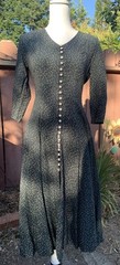Jody Of California Green Floral Midi Dress Pearl Button Front Corset Back