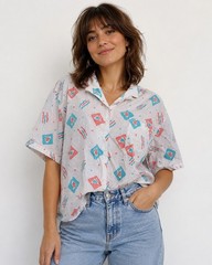 Vintage Lord Isaacs 80s Memphis Geometric Pattern Button Down Shirt Large Party