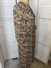 80s DAWN JOY FASHIONS BLACK/PINK/GREEN FLORAL DRESS Small/medium (Sz 7) USA Made