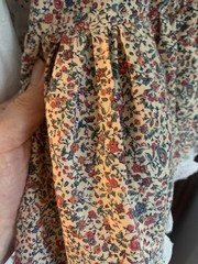 VTG Womens Prairie Colonial Patriotic Handmade long beige calico Dress &Slip M