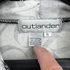 Vintage Outlander Novelty News Paper Print Hoodie 100% Cotton Woven Top L 80s90s