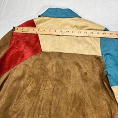 Vintage Koret Patchwork Blazer Jacket Embroidered Small Faux Suede Aztec