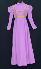 Vintage 1970s purple maxi dress, formal puffed long sleeve princess boho gold M