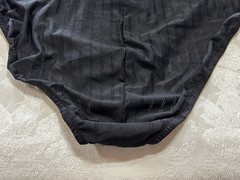 Vtg WARNER’S Unmentionables 01677 Polyester Striped 9/2XL Black Brief Panties