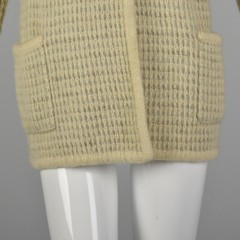 L Cream Knit Jacket 1970s Loose Knit Winter Weight Cardigan Sweater Coat 80s VTG