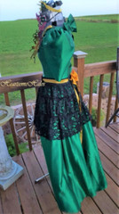 Masquerade Victorian dress gown saloon carnival Mardi Gras green 5 pc costume