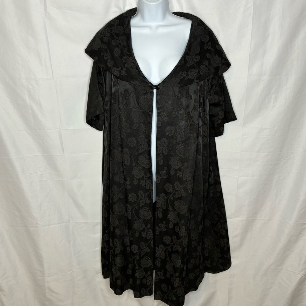 Vintage 1950’s Ferman O’Grady Black Floral Satin Opera Coat OSFA Collectible