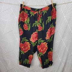 Vintage Culotte Gauchos Dark Academia Short pants Plus size 1X Semi-sheer Floral