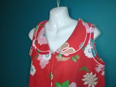 Vtg 70s Trapeze Flower Power Zip Front Day House Dress Red Tropical Floral Sz M