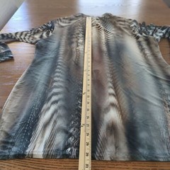 Yansi Fugel Vintage Tunic Abstract Print gray tan Long-Sleeve half Button-Up L