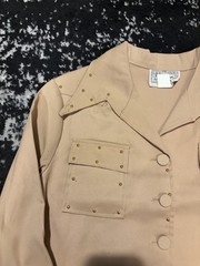 Deadstock Vintage 1970s H Bar C Studded Western 2 Piece Outfit Pant Suit Set Tan