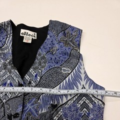 Effeci Women Vintage Batik Phoenix Beaded Cotton Vest Blue Black Small Indonesia