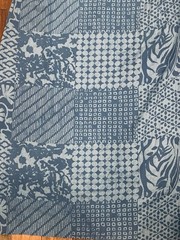 Vntg 1990s Hawaiian muumuu maxi dress peasant dress blue patchwork print XL B 48