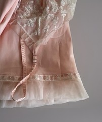 Vintage Pretty in Peachy Pink Rhythm Lingerie Nylon Nightgown Cup Size 36