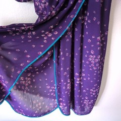 Vintage Diane Freis Purple Teal Georgette Ruffle Wrap Midi Dress 80s Housewife