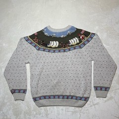 VTG 90s Woolrich Hand Framed Sweater Covered Wagons Mountain Fair Isle Americana